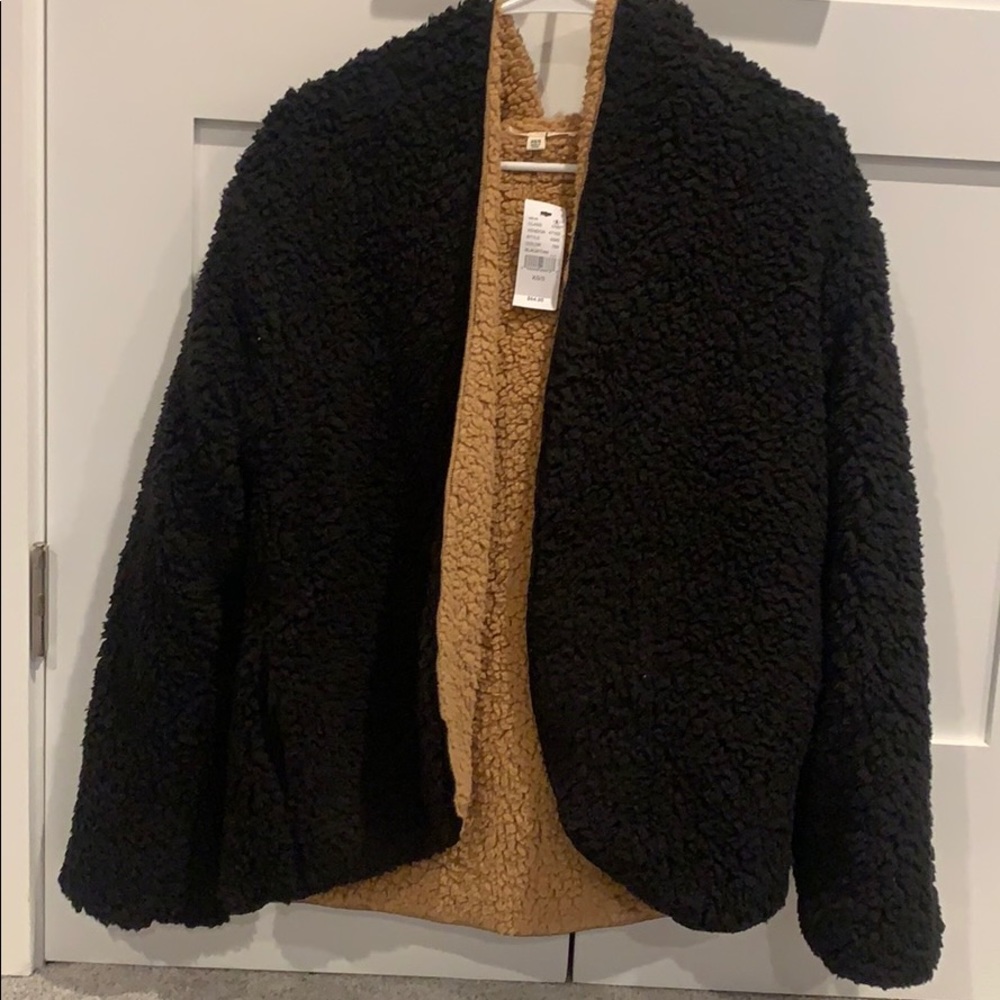 Black & brown fluffy jacket (never worn)